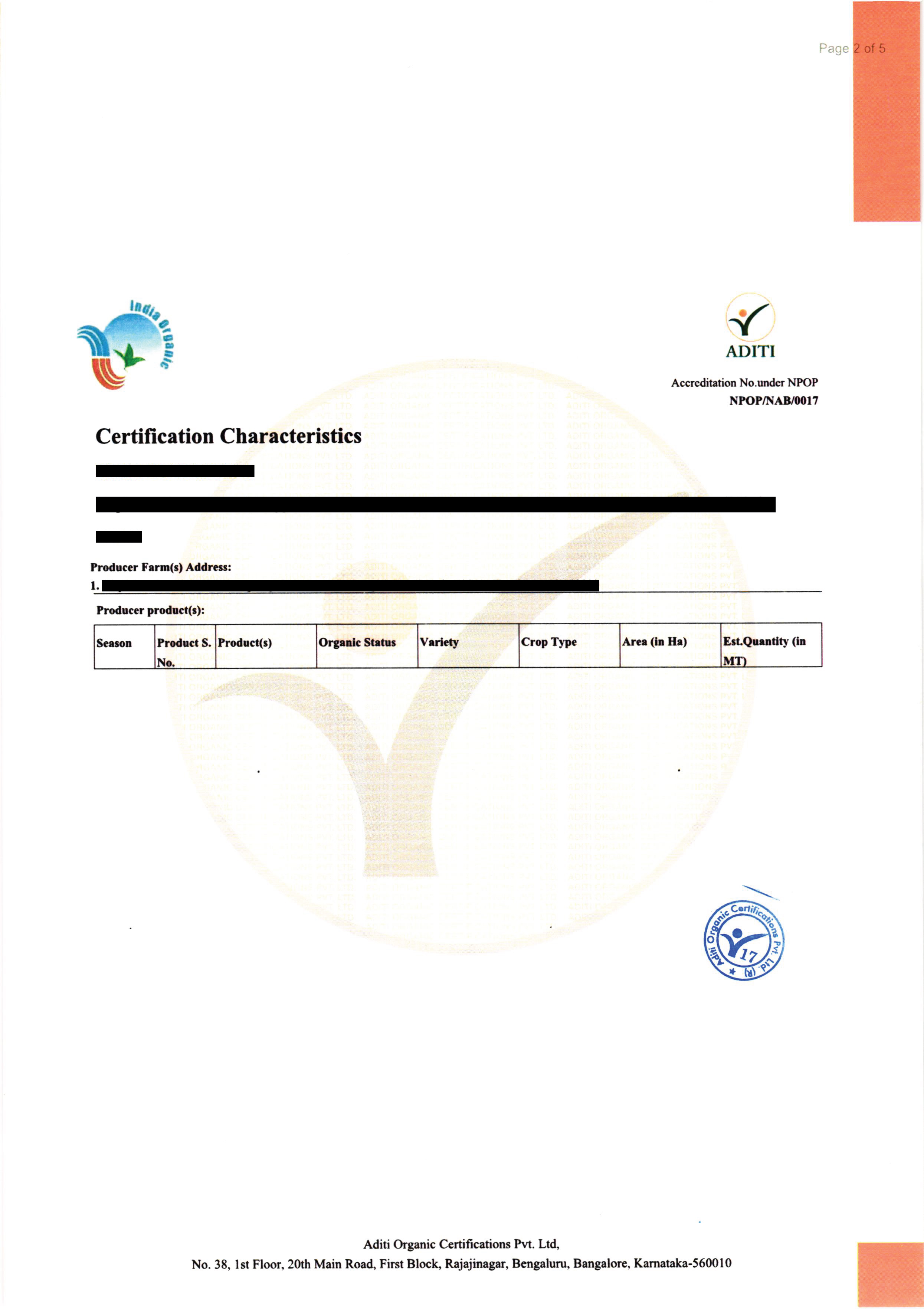 Happy Harvest Farms Certificates A-02